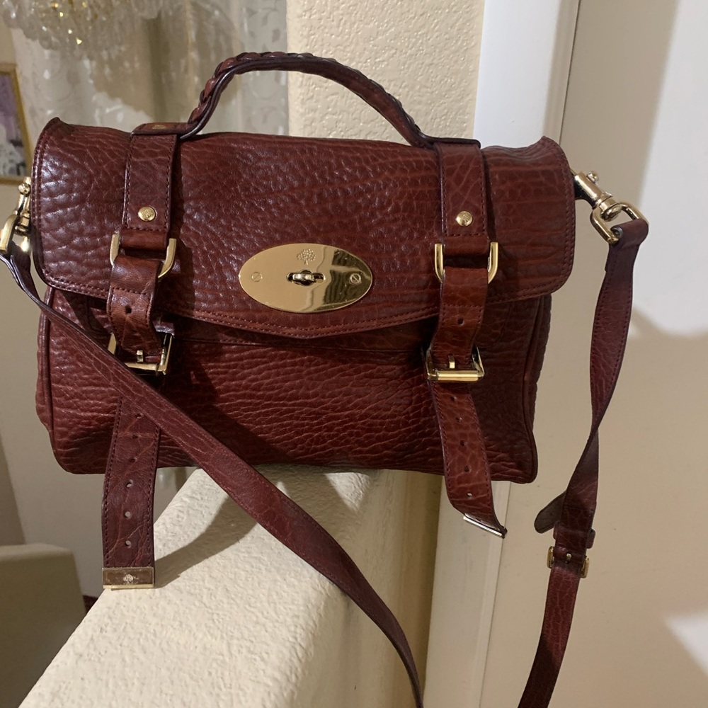 Mulberry Alexa Regular Satchel in Oxblood Shrunken Calf Leather